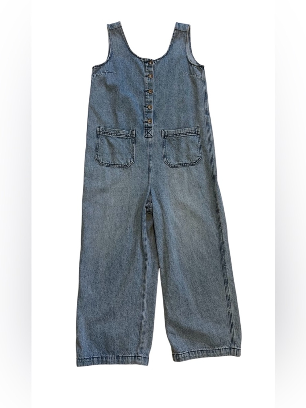 Sincerely Jules Medium Light Blue Denim Wide Leg Cropped Jumper